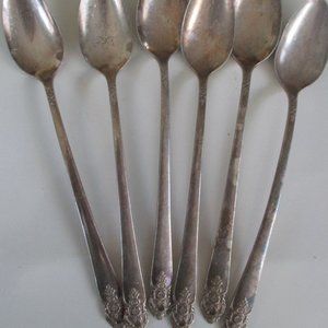 Six Antique Iced Tea Spoons Prestige Plate Distinction 1951 Silverplate